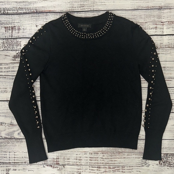 Ann Taylor Black pearlızed sweater Sz. S - Picture 3 of 8